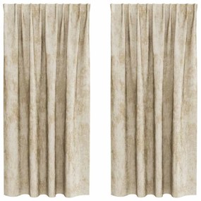 vidaXL Κουρτίνα με κουρτίνες 2 pcs Κρεμ 175 x 140 εκ. Βελούδο