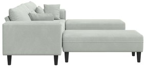 vidaXL Βελούδινος καναπές 3 pcs Ανοιχτό γκρι 208 εκ. Βελούδο