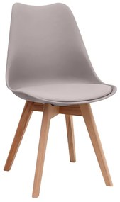 Καρέκλα τραπεζαρίας Viva Megapap PP - PU cappuccino - ξύλινο φυσικό πόδι 48,5x54x80εκ.