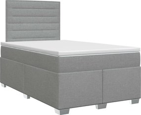 vidaXL Κρεβάτι box spring με στρώμα Ανοιχτό γκρι 120 x 190 cm Ύφασμα