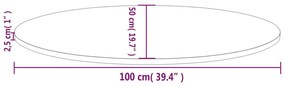 vidaXL Επιφάνεια Τραπεζιού Οβάλ Λευκή 100x50x2,5 εκ. Μασίφ Ξύλο Πεύκου
