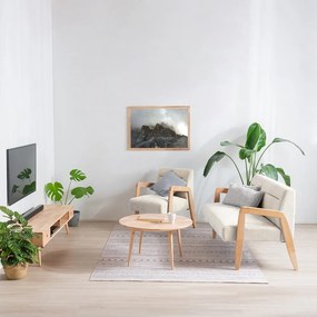 Πολυθρόνα Nextdeco Natural μασίφ ξύλο λευκή Υ78,5x58x72,5εκ.