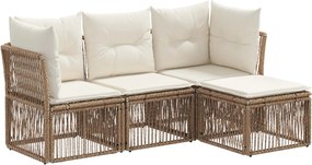 vidaXL Σετ Καναπέ Κήπου 4 pcs Μπεζ συνθετικό ρατάν