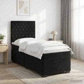 vidaXL Κρεβάτι box spring με στρώμα Μαύρο 90 x 190 cm Βελούδο