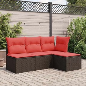 vidaXL Σκαμπό Κήπου με Μαξιλάρι Καφέ 55x55x37 εκ. από Συνθετικό Ρατάν