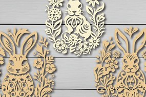 Σετ των 3 Intra απο ξύλο plywood 3mm-4mm πάχος - Πακέτο για την Ημέρα του Πάσχα Cricut Δίασταση 4x4 cm INTRAFABR-89737974