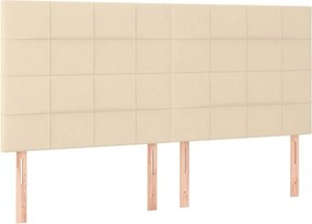 vidaXL Κρεβάτι Boxspring με Στρώμα Κρεμ 200x200 εκ. Υφασμάτινο