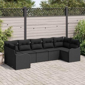 vidaXL Σετ Καναπέ Κήπου με αποθήκευση 7 pcs Μαύρο Πολυ ράταν
