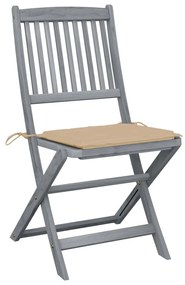 vidaXL Καρέκλες Εξωτ. Χώρου Πτυσ. 4 τεμ Μασίφ Ξύλο Ακακίας & Μαξιλάρια