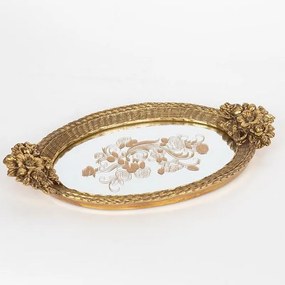 Δίσκος Σερβιρίσματος Με Καθρέφτη 752-16083 40x4.5x23cm Antique Gold Estheti Home Polyresin