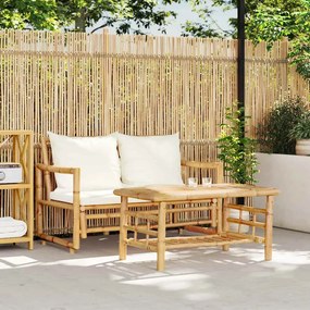 vidaXL Σετ Καναπέδων Κήπου 2 Τεμαχίων με Μαξιλάρια από Μπαμπού