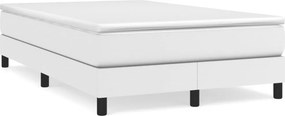 vidaXL Κρεβάτι Boxspring με Στρώμα Λευκό 120x200εκ.από Συνθετικό Δέρμα