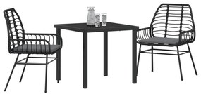 vidaXL Set Καθισμάτων Κήπου 3 Τεμαχίων με Μαξιλάρες Μαύρο Πολυ Ρατάν