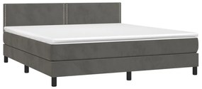 Κρεβάτι Boxspring με Στρώμα Σκούρο Γκρι 180x200 εκ. Βελούδινο - Γκρι