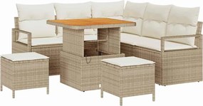 vidaXL Σετ Καναπέ Κήπου με μαξιλάρι 8 pcs Μπεζ συνθετικό ρατάν