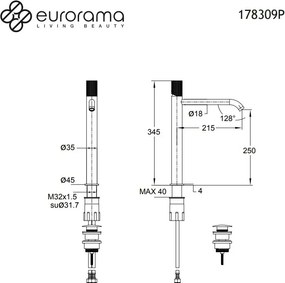 Eurorama Oso Bronze Brushed 178309P – Μπαταρία επιτραπέζιου νιπτήρα
