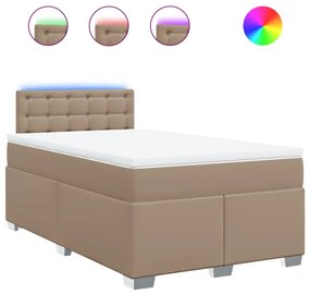 vidaXL Κρεβάτι Boxspring με Στρώμα Καπουτσίνο 120x200εκ.από Συνθ.Δέρμα