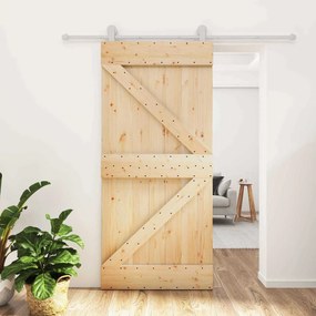 vidaXL Συρόμενη Πόρτα Φυσικό και Λευκό 95 x 210 cm