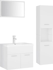 vidaXL Σετ Επίπλων Μπάνιου Λευκό από Επεξεργασμένο Ξύλο