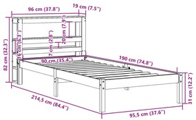 ΣΚΕΛΕΤΟΣ ΚΡΕΒΑΤΙΟΥ ΧΩΡΙΣ ΣΤΡΩΜΑ 90X190 ΕΚ ΜΑΣΙΦ ΞΥΛΟ ΠΕΥΚΟΥ 3305708