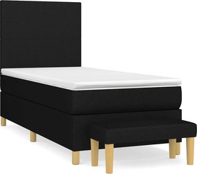 vidaXL Κρεβάτι Boxspring με Στρώμα Μαύρο 90x190 εκ.Υφασμάτινο