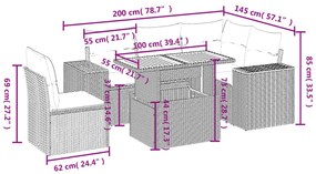 vidaXL Σετ Καναπέ Κήπου 6 τεμ. Μπεζ Συνθετικό Ρατάν με Μαξιλάρια