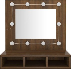 vidaXL Έπιπλο Καθρέπτη με LED Καφέ Δρυς 60x31,5x62 εκ.