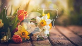 Intra Συλλεκτικό Ξύλινο Παζλ Plywood 4mm - Πολύχρωμο μπουκέτο λουλουδιών σε παλιό ξύλινο τραπέζι Σε Ξύλινο Κουτί - Διαστάσεις: 10x10 cm – 25 κομμάτια