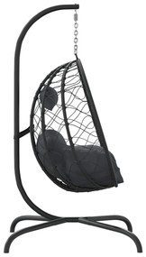 vidaXL Κρεμαστή Πολυθρόνα Αυγοθήκη με Μαξιλάρι από Ανθρακί Συνθετικό Ρατάν και Ατσάλι