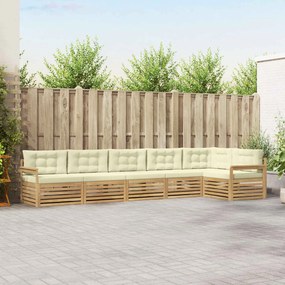 vidaXL Σειρά Καναπέ Εξωτερικού 6 pcs Λευκό και Κρεμ Πολυεστέρας