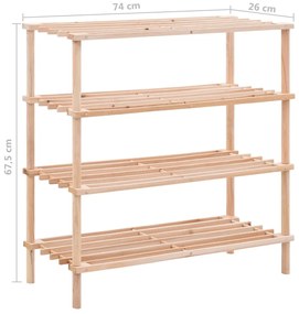 vidaXL Παπουτσοθήκες με 4 Ράφια από Μασίφ Ξύλο Ευκαλύπτου