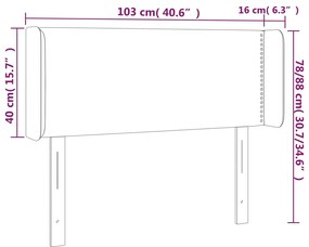 vidaXL Κεφαλάρι Κρεβατιού LED Σκούρο Γκρι 103x16x78/88 εκ. Βελούδινο