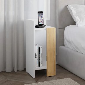 Κομοδίνο Elos Megapap χρώμα λευκό - saphhire oak 30x31,7x55εκ.