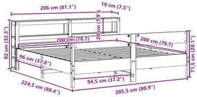 Σκελετός Κρεβ. Χωρίς Στρώμα Καφέ Κεριού 200x200 εκ Μασίφ Πεύκο - Καφέ