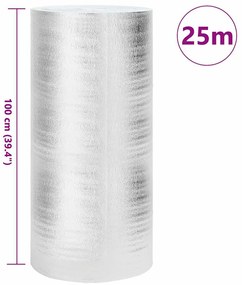 vidaXL Ανακλαστήρας θερμότητας καλοριφέρ Ασημί 25 x 1 m Πολυαιθυλένιο