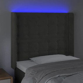 Κεφαλάρι Κρεβατιού LED Σκούρο Γκρι 103x16x118/128εκ. Βελούδινο 3124525