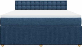 vidaXL Κρεβάτι Boxspring με Στρώμα Μπλε 180x200 εκ. Υφασμάτινο