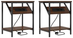 vidaXL Κομοδίνο 2 pcs Καφέ δρυς 38 x 30 x 48 εκ. Επεξεργασμένο ξύλο