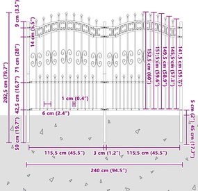 vidaXL Φράχτης Κήπου KAMPEN 240 x 202,5 εκ Mesh Γκρι