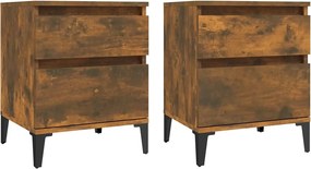 vidaXL Κομοδίνα 2 τεμ. Καπνιστή Δρυς 40 x 35 x 50 εκ.