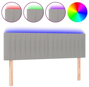 Κεφαλάρι Κρεβατιού LED Ανοιχτό Γκρι 144x5x78/88 εκ. Υφασμάτινο 3121848