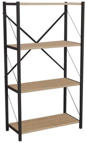 Bookcase Jackrey oak melamine-black metal 60x30x114cm 60x30x114 εκ.