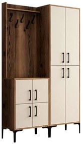 Έπιπλο Εισόδου Berlin 845HCT4205 120x35x200cm Walnut-Cream Μοριοσανίδα, Μέταλλο