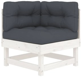 vidaXL Καναπέδες Γωνιακοί με Μαξιλάρια 2 τεμ. Λευκοί Μασίφ Ξύλο Πεύκου