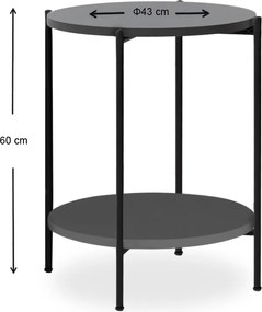 Τραπεζάκι βοηθητικό Argento Megapap χρώμα ανθρακί 43x43x60εκ.