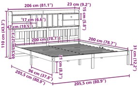 ΚΡΕΒΑΤΙ ΒΙΒΛΙΟΘΗΚΗ ΧΩΡΙΣ ΣΤΡΩΜΑ 200X200 ΕΚ ΜΑΣΙΦ ΞΥΛΟ ΠΕΥΚΟΥ 3322350