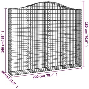 vidaXL Συρματοκιβώτια Τοξωτά 13 τεμ. 200x30x160/180 εκ. Γαλβαν. Ατσάλι