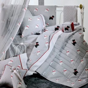 Παπλωματοθήκη Βρεφική 767 (Σετ 2τμχ) White-Grey Down Town 105x150cm 100% Cotton Satin