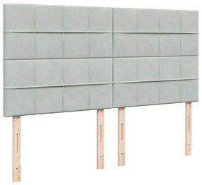 vidaXL Κρεβάτι Boxspring με Στρώμα Ανοιχτό Γκρι 200x200 εκ. Βελούδινο