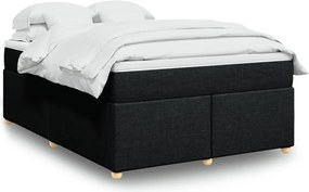 vidaXL Κρεβάτι Boxspring με Στρώμα Μαύρο 160x200 εκ. Υφασμάτινο